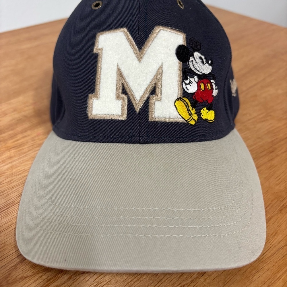 Vintage 1990s Disneyland Resort Mickey Mouse Unisex Cap - Navy and Taupe Size OS - Picture 2 of 8